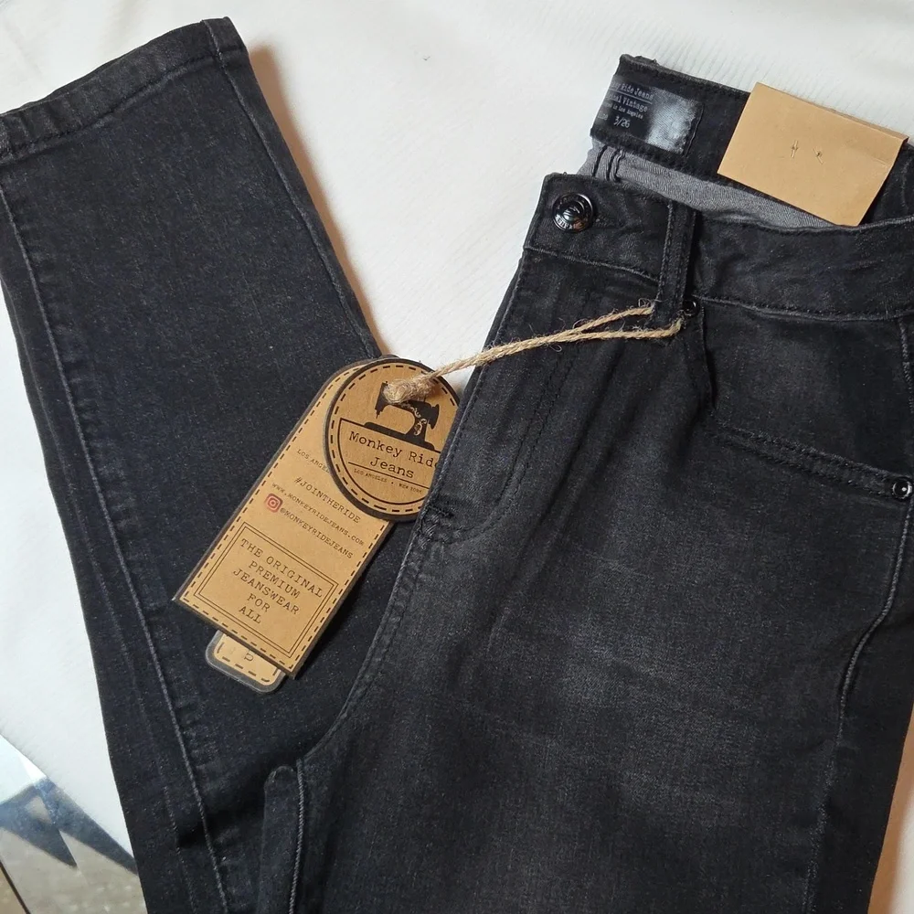 Monkey Ride Jeans Women's Black Jeggings with Classic Five-Pocket Styling - Picture 4 of 4
